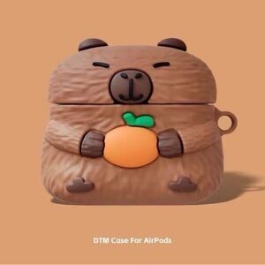 Cute capybara AirPods 4 protection Case with orange Design